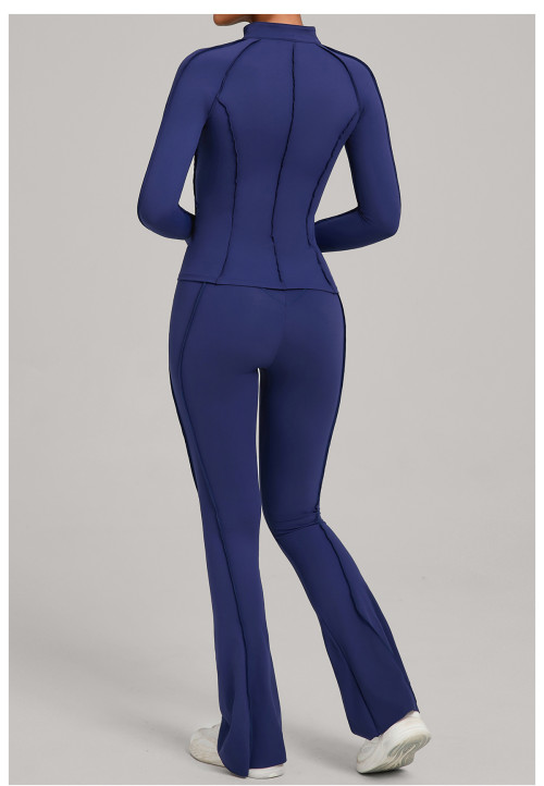 Custom Yoga Sets|Wholesale Women Yoga Suit Autumn/Winter Zipper Long-Sleeved Fitness Set for Running