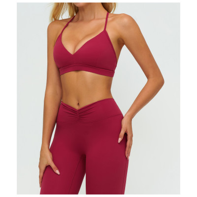 Custom Yoga bra|Wholesale V-neck yoga bra Y-shaped adjustable back sport bra for fitness and running