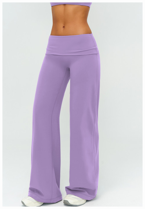 Custom yoga leggings|Wholesale Flare pants with folded waistband loose fit slim suitable for outdoor