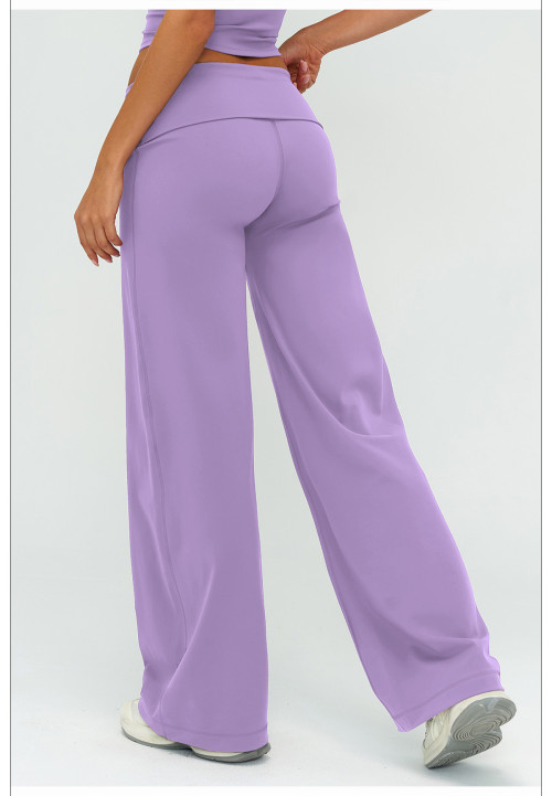 Custom yoga leggings|Wholesale Flare pants with folded waistband loose fit slim suitable for outdoor