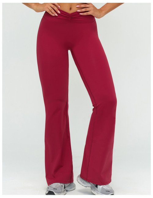 Custom yoga leggings|Wholesale High-waisted gathered flared pants brushed suitable for outdoor