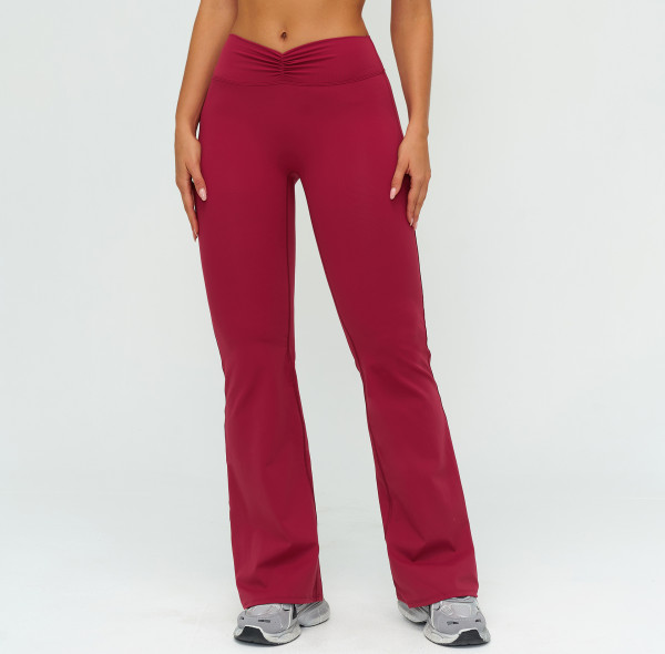 Custom yoga leggings|Wholesale High-waisted gathered flared pants brushed suitable for outdoor