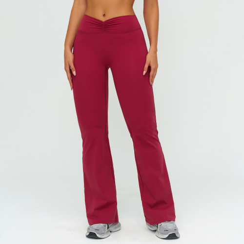 Custom yoga leggings|Wholesale High-waisted gathered flared pants brushed suitable for outdoor