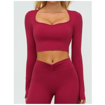 Custom long-sleeved sweatshirt |Wholesale Long-sleeved yoga wear outdoor running and fitness wear