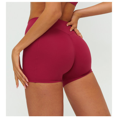 Custom Sports Shorts|Wholesale Women's high-waisted yoga shorts with hip-lifting design for outdoor
