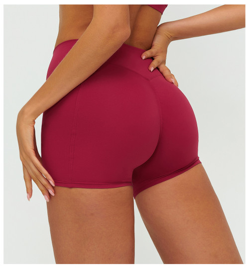 Custom Sports Shorts|Wholesale Women's high-waisted yoga shorts with hip-lifting design for outdoor