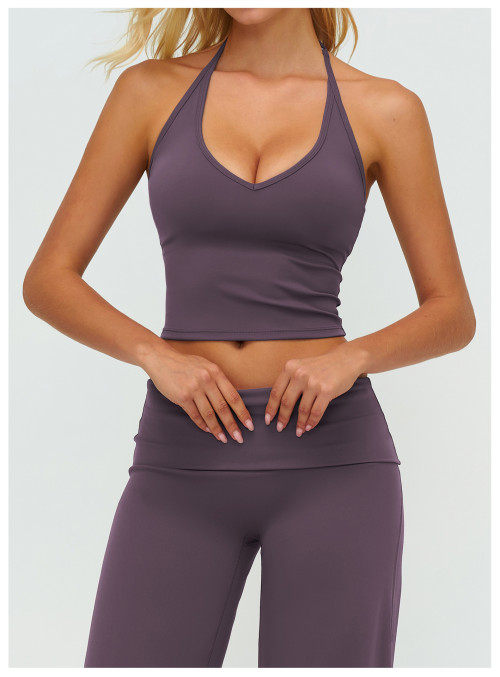 Custom Yoga Vest| Wholesale Yoga V-neck halter neck tight-fitting sportswear Outdoor running
