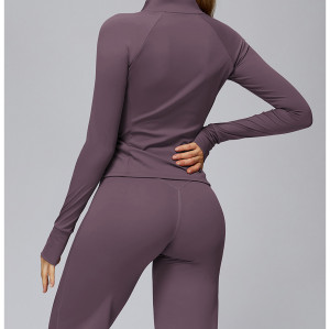 Custom Yoga Jackets | Wholesale Yoga jacket long sleeves zippered pockets outdoor sports