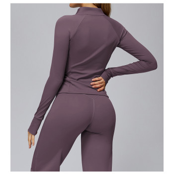 Custom Yoga Jackets | Wholesale Yoga jacket long sleeves zippered pockets outdoor sports