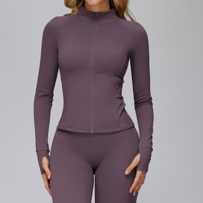 Custom Yoga Jackets | Wholesale Yoga jacket long sleeves zippered pockets outdoor sports