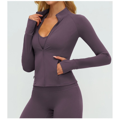 Custom Yoga Jackets | Wholesale Yoga jacket long sleeves zippered pockets outdoor sports