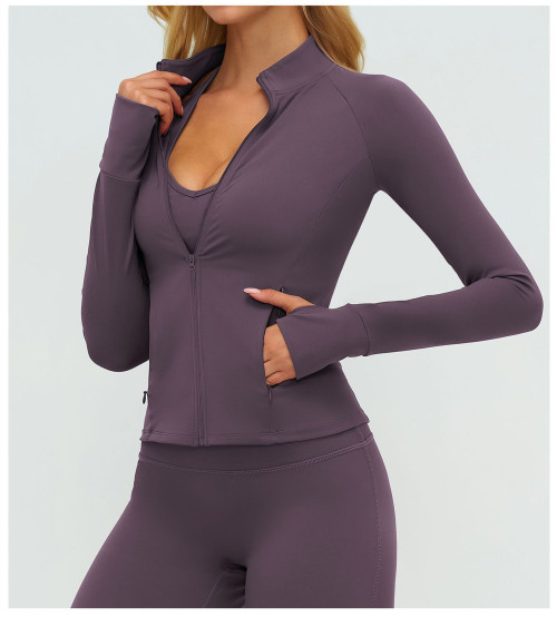 Custom Yoga Jackets | Wholesale Yoga jacket long sleeves zippered pockets outdoor sports