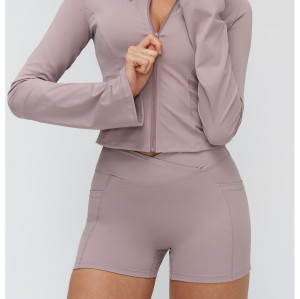 Custom Yoga Jackets | Wholesale Yoga jacket with zipper and flared sleeves for outdoor running