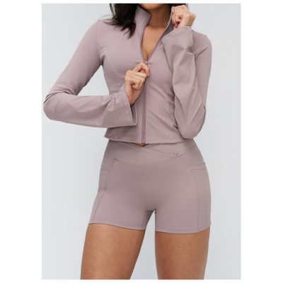 Custom Yoga Jackets | Wholesale Yoga jacket with zipper and flared sleeves for outdoor running