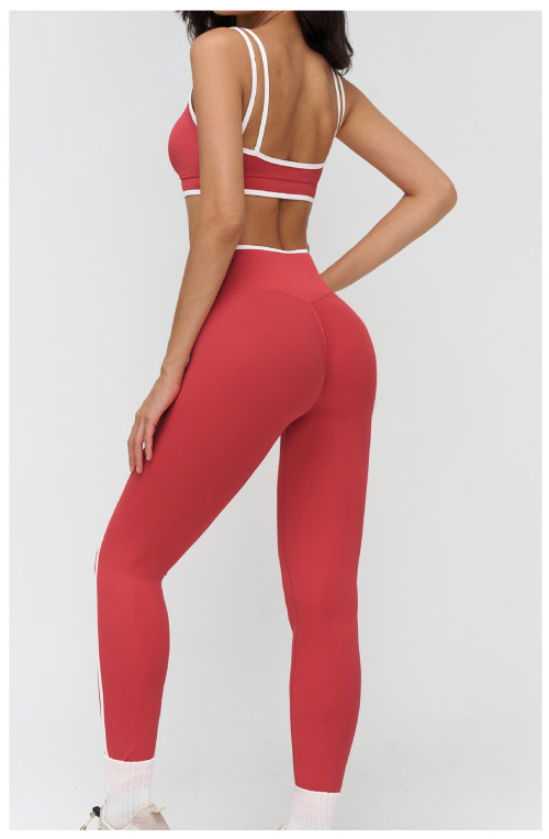 Custom yoga leggings|Wholesale Yoga legging with color blocking nude-feel tight-fitting for outdoor