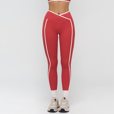 Custom yoga leggings|Wholesale Yoga legging with color blocking nude-feel tight-fitting for outdoor