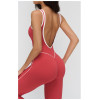 Custom jumpsuits|Wholesale Yoga bodysuit with contrasting color trim stylish neckline fitness wear