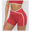 Custom Sports Shorts|Wholesale Color-blocked yoga shorts with crossover waistbands outdoor style