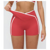 Custom Sports Shorts|Wholesale Color-blocked yoga shorts with crossover waistbands outdoor style