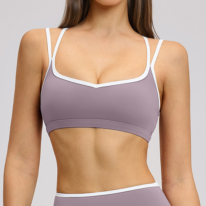 Custom Yoga bra|Wholesale Quick-drying tight-fitting cross-back sports vest for running and fitness
