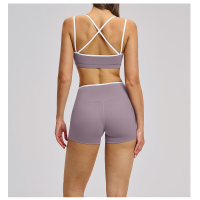 Custom Yoga bra|Wholesale Quick-drying tight-fitting cross-back sports vest for running and fitness