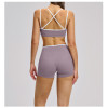 Custom Yoga bra|Wholesale Quick-drying tight-fitting cross-back sports vest for running and fitness