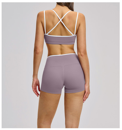 Custom Yoga bra|Wholesale Quick-drying tight-fitting cross-back sports vest for running and fitness