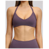Custom Yoga bra|Wholesale Brushed halter neck sports bra with open back and beautiful yoga underwear
