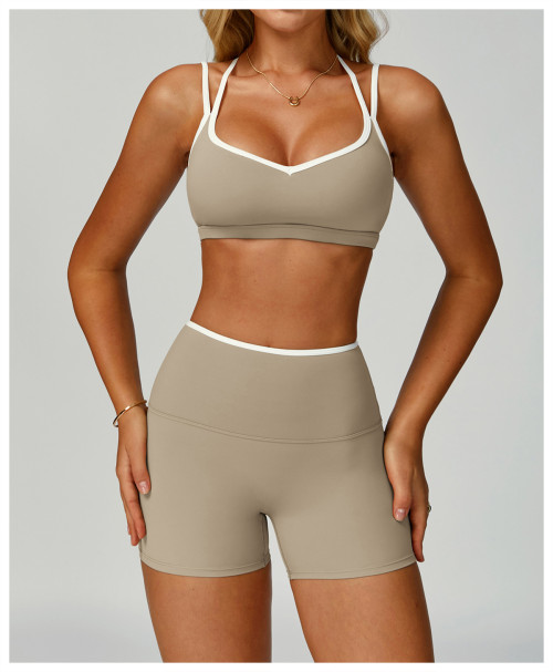 Custom Yoga Sets|Wholesale Women Color-blocked yoga set for sports and outdoor fitness running