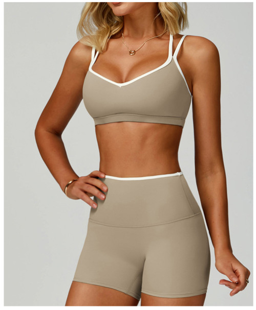 Custom Yoga Sets|Wholesale Women Color-blocked yoga set for sports and outdoor fitness running