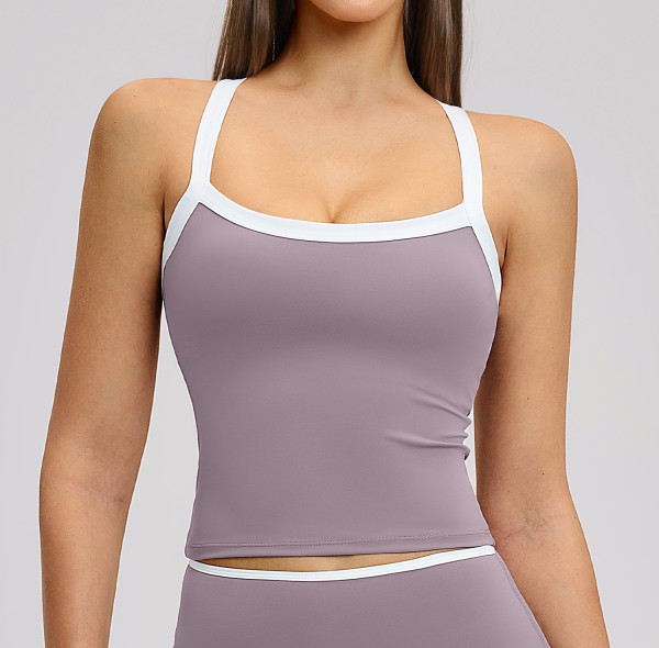Custom Yoga Vest|Wholesale Yoga vest with color blocking hollowed-out back fitness wear for running