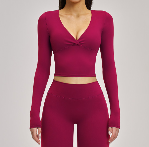 Custom long-sleeved sweatshirt |Wholesale Women long-sleeve yoga top for spring and summer