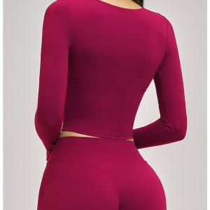 Custom long-sleeved sweatshirt |Wholesale Women long-sleeve yoga top for spring and summer
