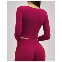 Custom long-sleeved sweatshirt |Wholesale Women long-sleeve yoga top for spring and summer