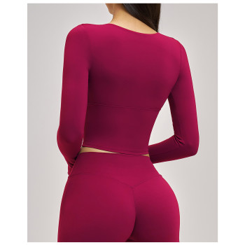 Custom long-sleeved sweatshirt |Wholesale Women long-sleeve yoga top for spring and summer