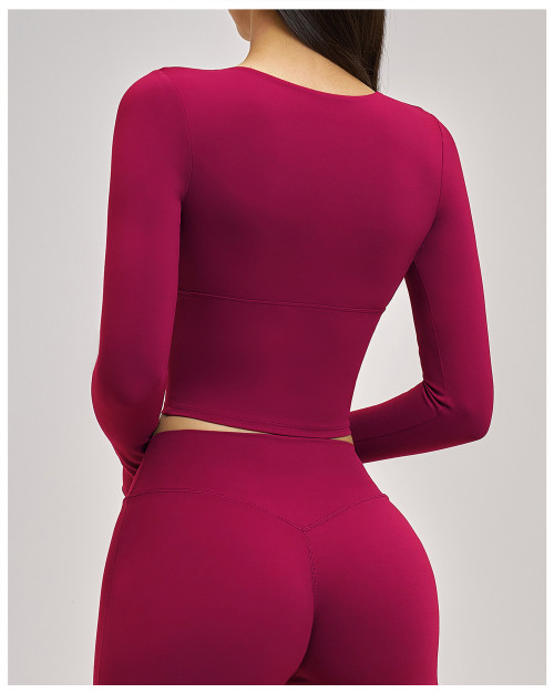 Custom long-sleeved sweatshirt |Wholesale Women long-sleeve yoga top for spring and summer