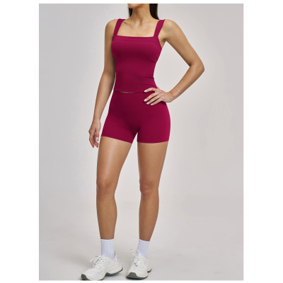 Custom Yoga Sets|Wholesale Yoga Set American Style Sports Running Fitness Set Beautiful Back