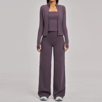 Custom Yoga Sets|Wholesale Quick-drying yoga set zippered suitable for outdoor running and cycling