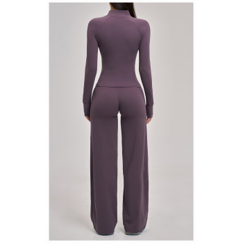 Custom Yoga Sets|Wholesale Quick-drying yoga set zippered suitable for outdoor running and cycling