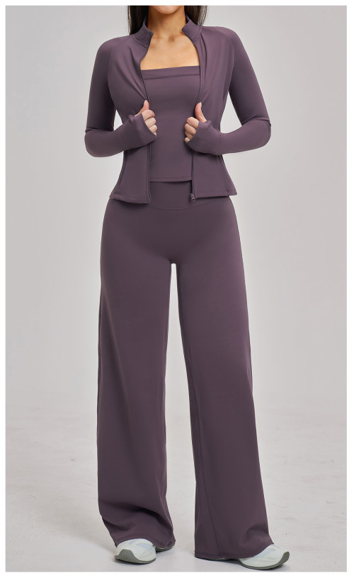 Custom Yoga Sets|Wholesale Quick-drying yoga set zippered suitable for outdoor running and cycling