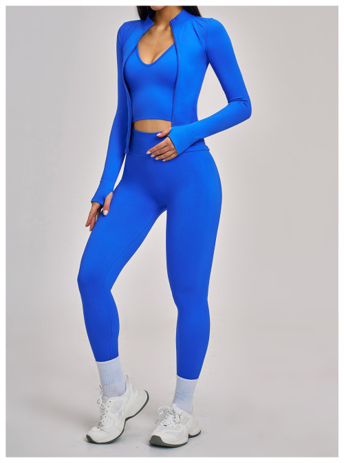 Custom Yoga Sets|Wholesale Seamless winter zipper yoga set is suitable for sports and fitness