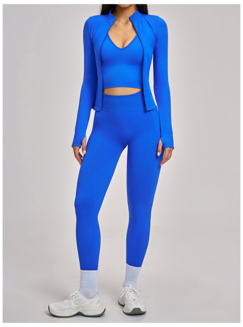 Custom Yoga Sets|Wholesale Seamless winter zipper yoga set is suitable for sports and fitness