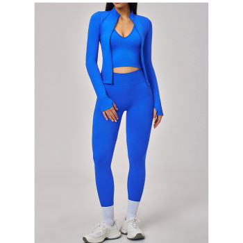 Custom Yoga Sets|Wholesale Seamless winter zipper yoga set is suitable for sports and fitness