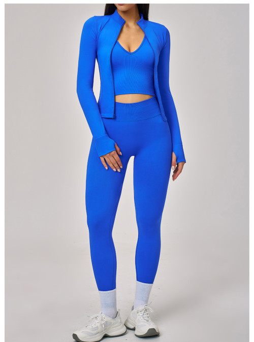 Custom Yoga Sets|Wholesale Seamless winter zipper yoga set is suitable for sports and fitness