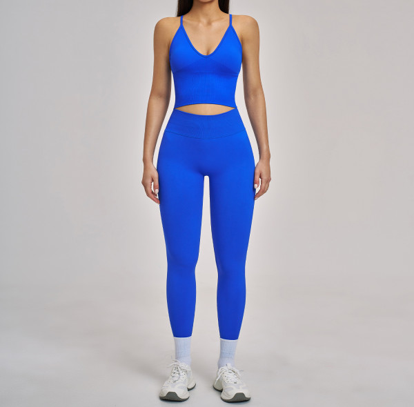 Custom Yoga Sets|Wholesale Seamless Yoga Set Racerback Fitted Fitness Wear High Elasticity Running