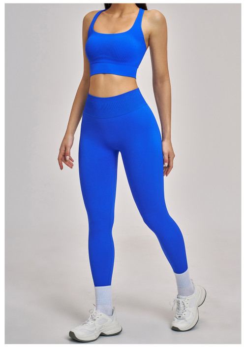 Custom Yoga Sets|Wholesale Summer Yoga Set with Seamless Racerback for Running and Cycling