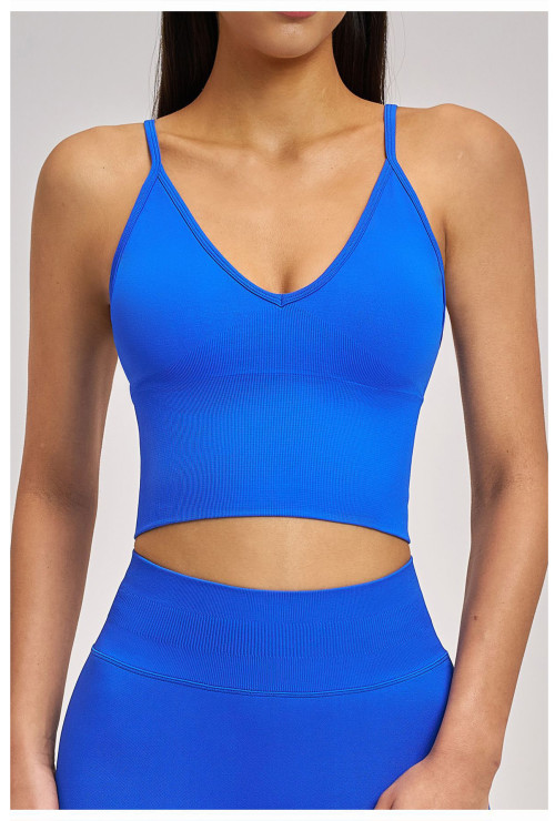 Custom Yoga Vest|Wholesale Seamless Yoga Backless Quick-Drying Sports Top with Shoulder Straps