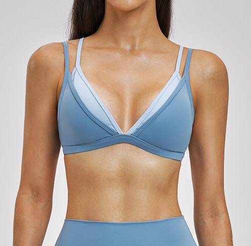 Custom Yoga bra|Wholesale Beautiful back yoga bra two-piece design color blocking Sports fitness