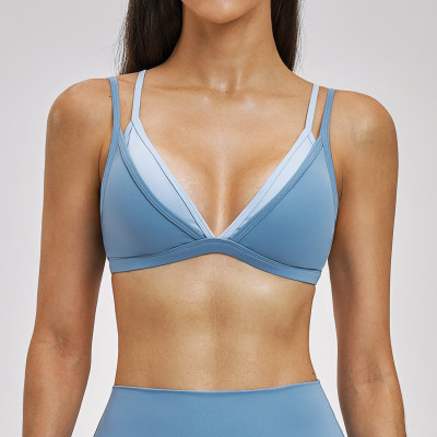 Custom Yoga bra|Wholesale Beautiful back yoga bra two-piece design color blocking Sports fitness