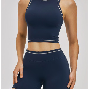 Custom Yoga Vest|Wholesale Nude-feel shockproof color-blocked yoga bra fitness running sports